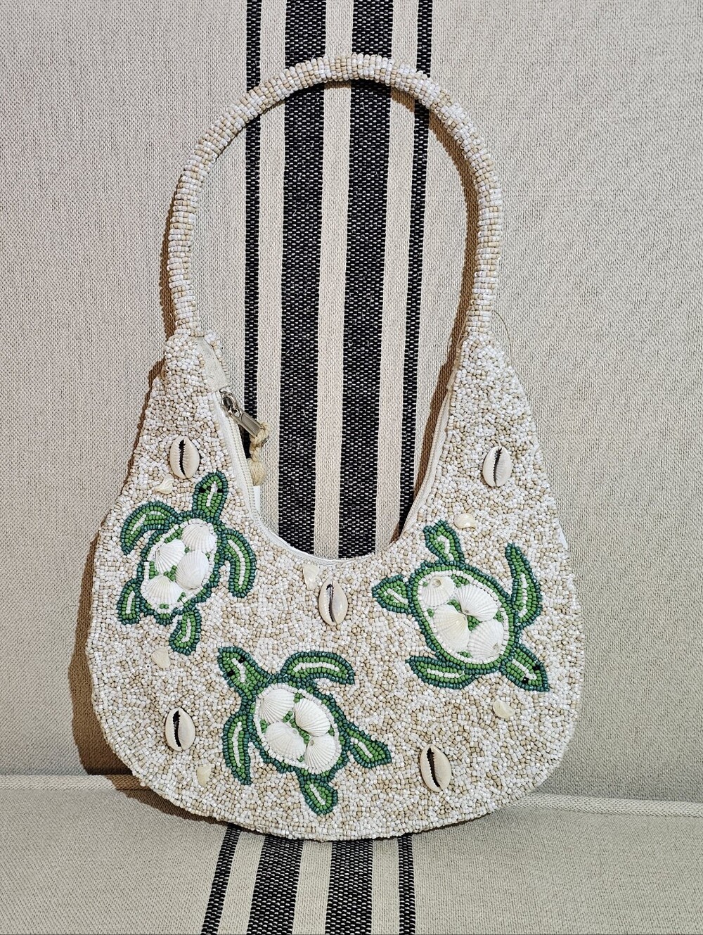 Sea Turtle Beaded Hobo Bag